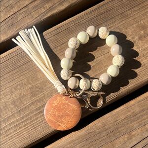 Beaded Keychain Bracelet with Tassel